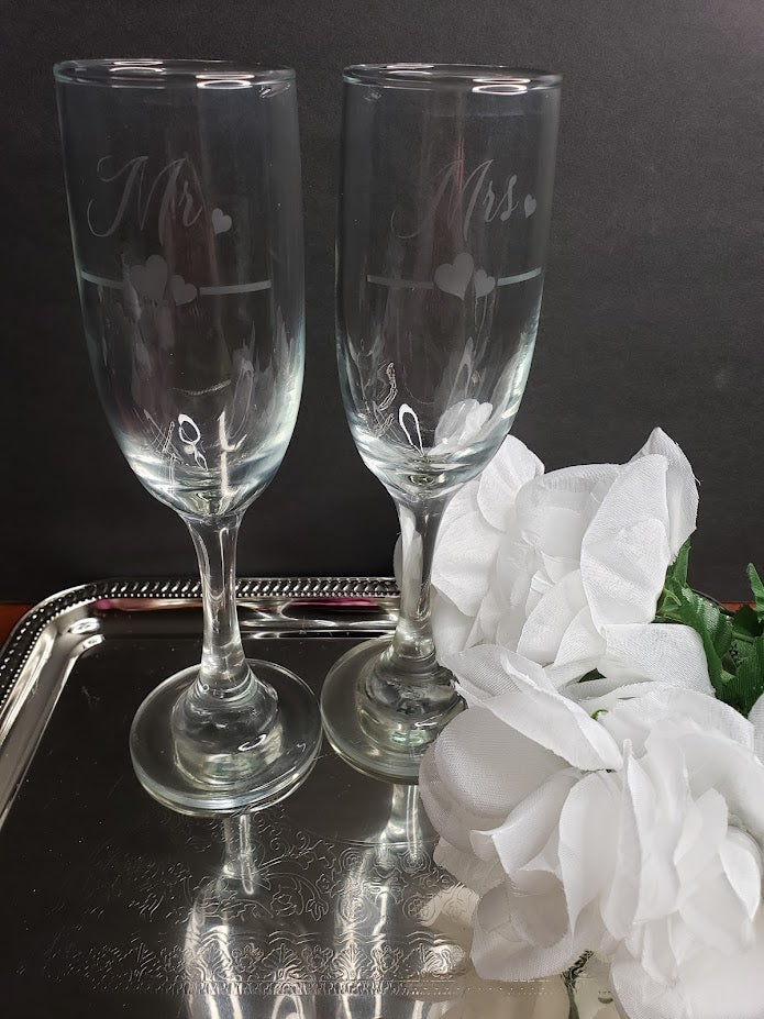 Etched Champagne Flutes (pair)
